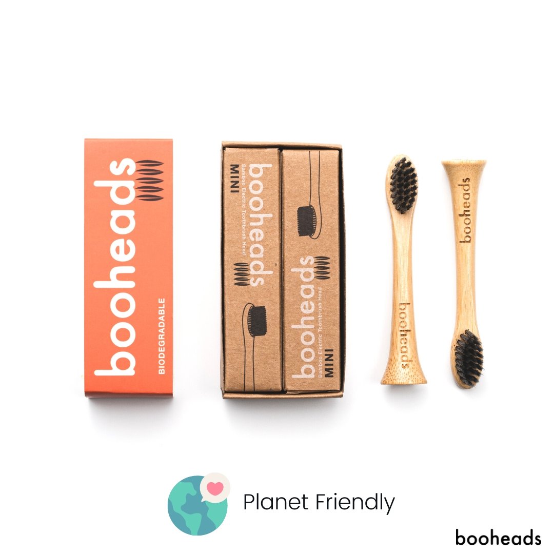 booheads - 2PK - Charcoal Bamboo Electric Toothbrush Heads - Polish Clean | Compatible with Sonicare | Biodegradable Eco Friendly Sustainable - booheads