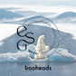 Polar bear on an iceberg with 'booheads' and 'Environmental Social Governance' logos in the foreground.