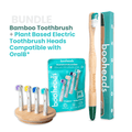 Bundle graphic: booheads bamboo toothbrush plus plant based electric toothbrush heads compatible with OralB*