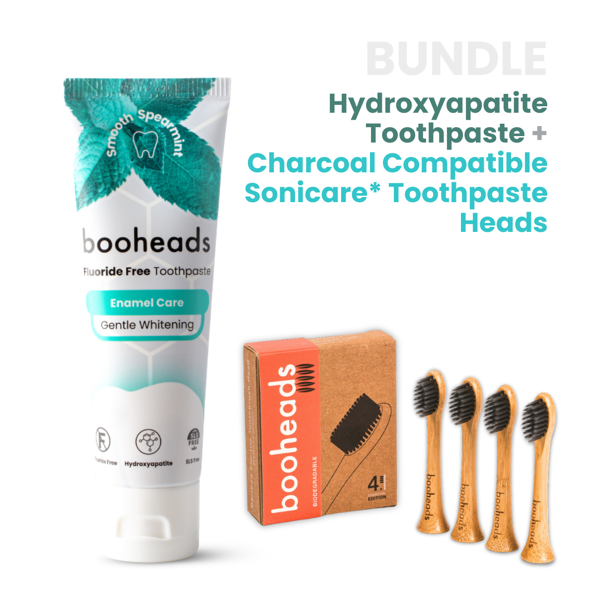 Hydroxyapatite Toothpaste + Charcoal Bamboo Heads Compatible with Sonicare*  Bundle