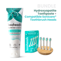 booheads hydroxyapatite toothpaste with plant-based Sonicare-compatible heads bundle
