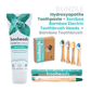 booheads toothpaste, bamboo electric toothbrush, and bamboo toothbrush heads on a white background