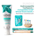 booheads hydroxyapatite toothpaste with plant-based Oral-B-compatible heads and bamboo toothbrush bundle
