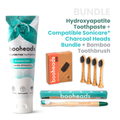 booheads hydroxyapatite toothpaste with charcoal Sonicare-compatible heads and bamboo toothbrush bundle
