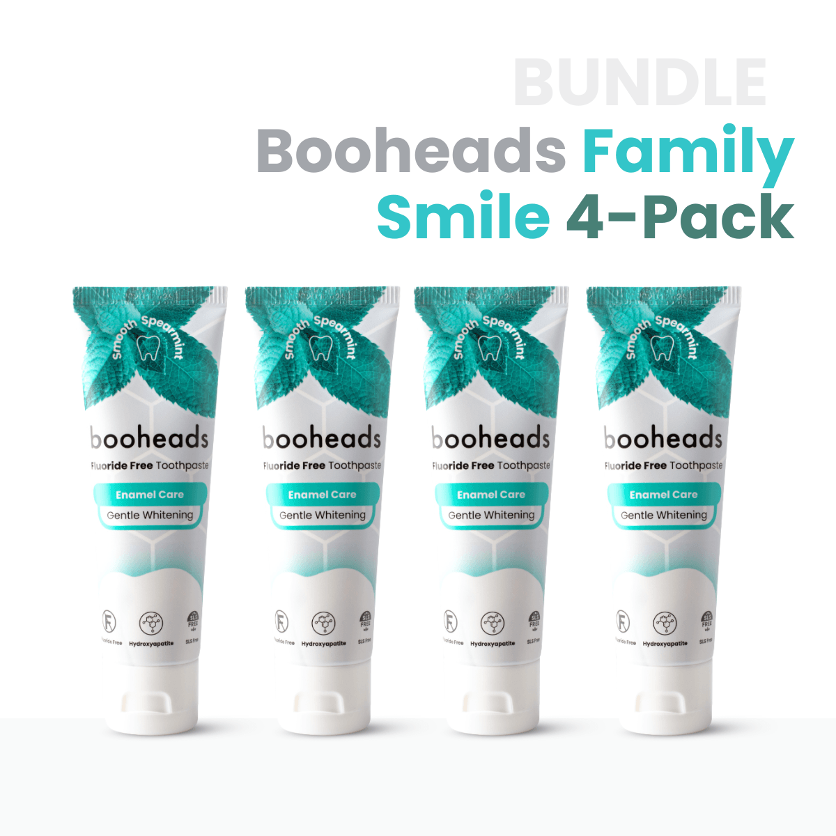 booheads Family Smile 4-pack hydroxyapatite toothpaste tubes
