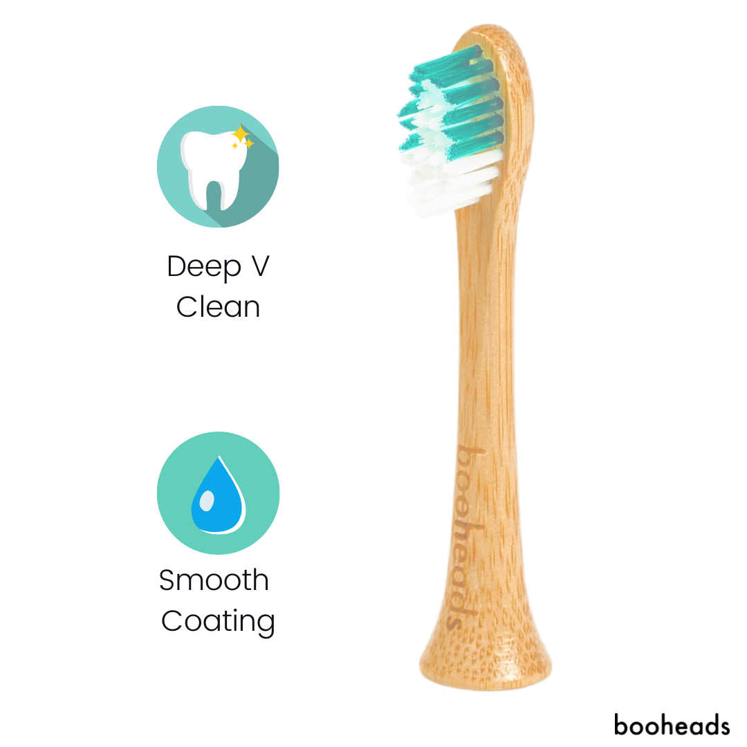 booheads - 4PK - Bamboo Electric Toothbrush Heads - Deep Clean - Multicolour | Compatible with Sonicare | Biodegradable Eco Friendly Sustainable - booheads
