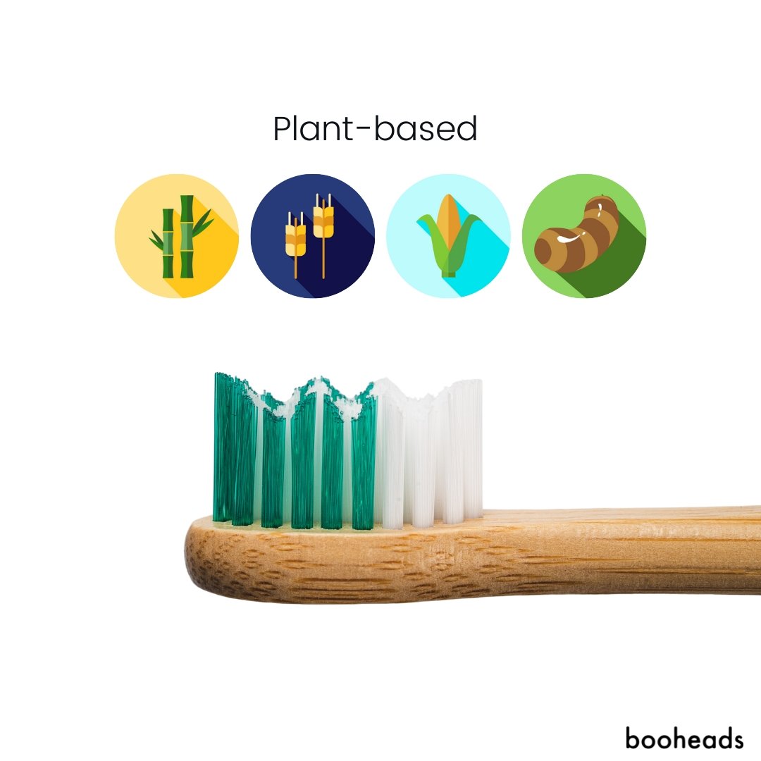 booheads - 2PK - Bamboo Electric Toothbrush Heads - Deep Clean - Purple & Green | Compatible with Sonicare | Biodegradable Eco Friendly Sustainable - booheads