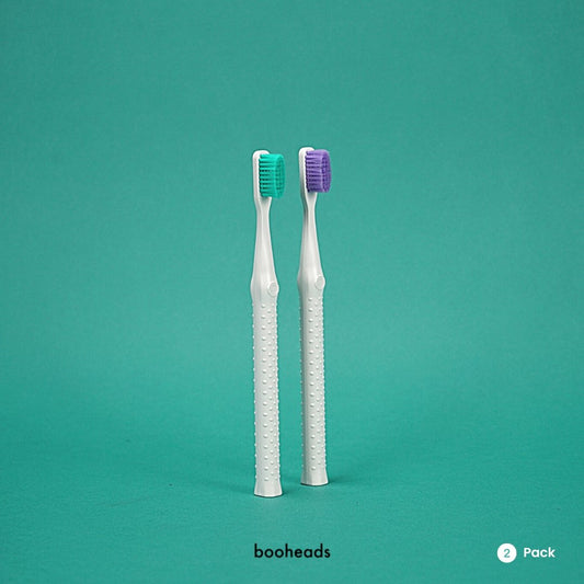 booheads - 2PK - Zero Waste Eco Toothbrushes - Purple & Aqua | Biodegradable,Recyclable and plant-based - booheads